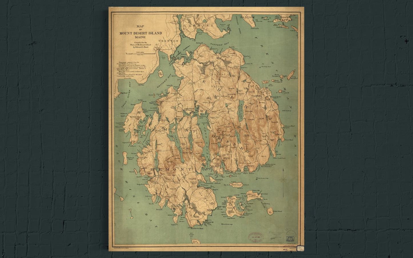 1893 Map of Mount Desert Island, Maine