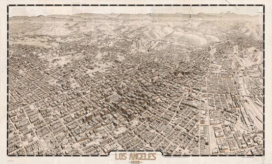 1909 Panoramic Map of Los Angeles California