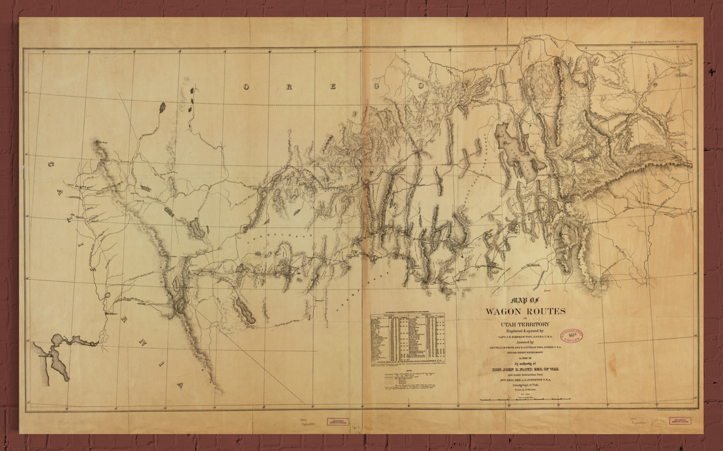 1859 Map of Wagon Routes in Utah Territory