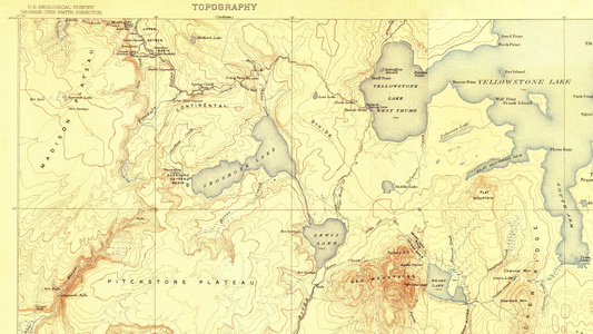 Vintage Map of Grand Teton and Yellowstone (Teton County, WY circa 1891-1911)