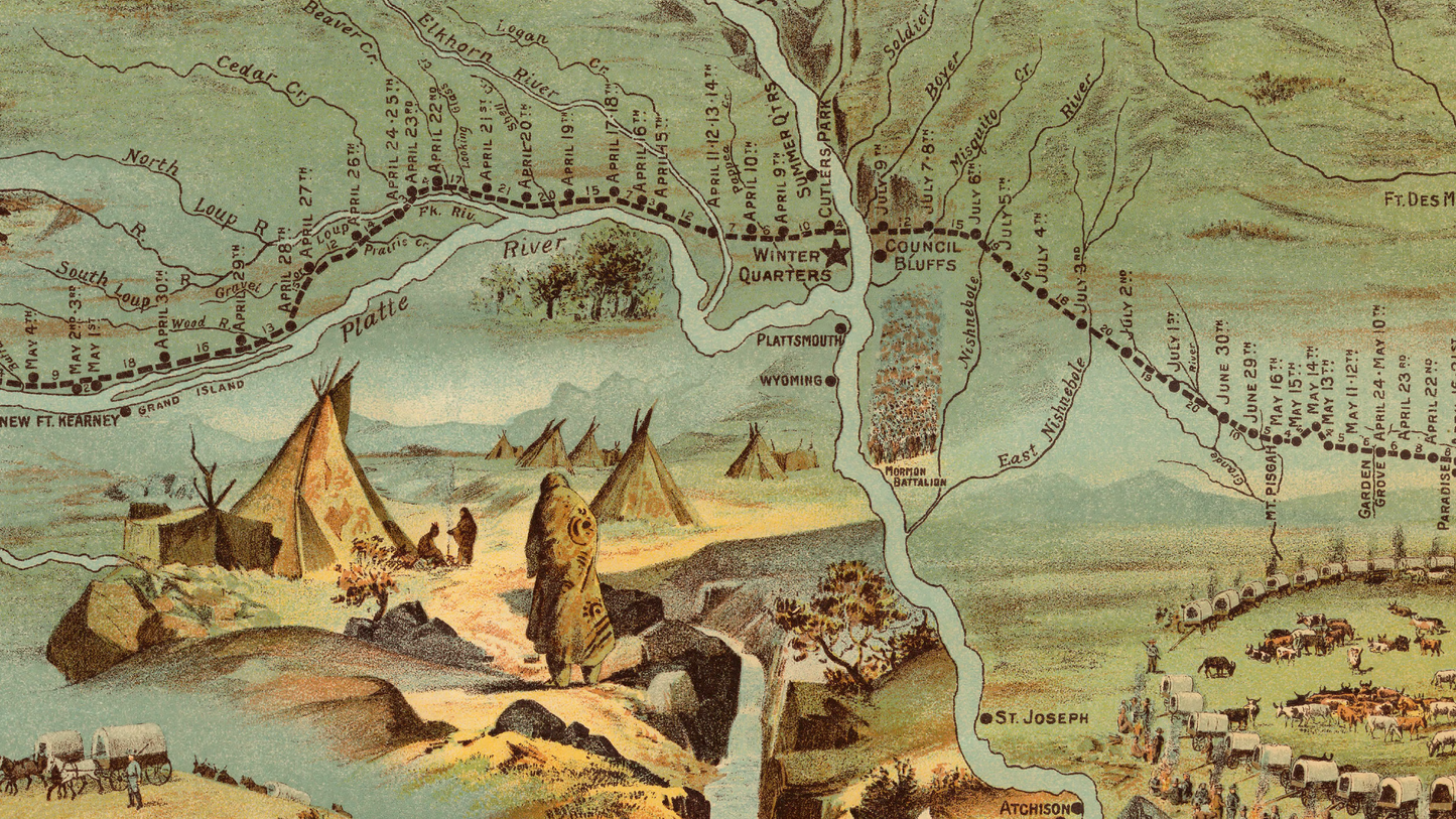 1899 Map of the Route of the Mormon Pioneers (1846-1847)