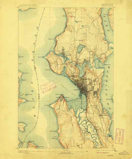 1894 Topographic Map of Seattle Washington