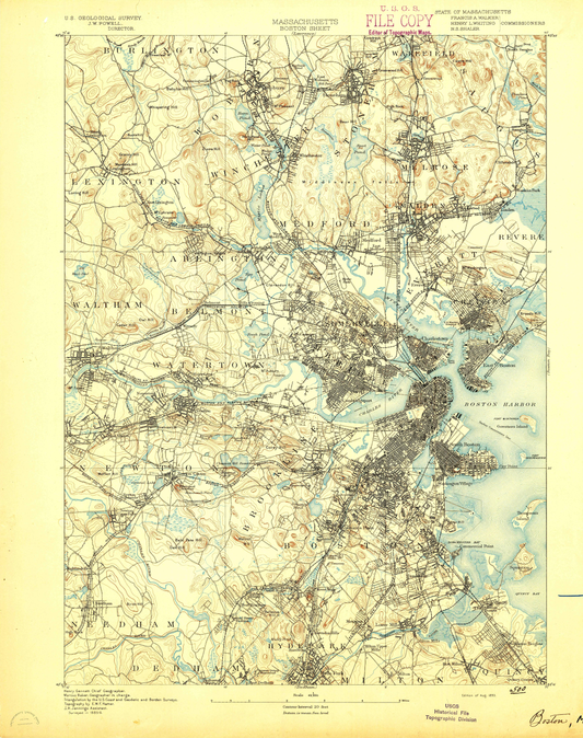 1893 Topographic Map of Boston Massachusetts