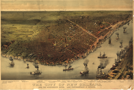 1885 Panoramic Map of New Orleans Louisiana