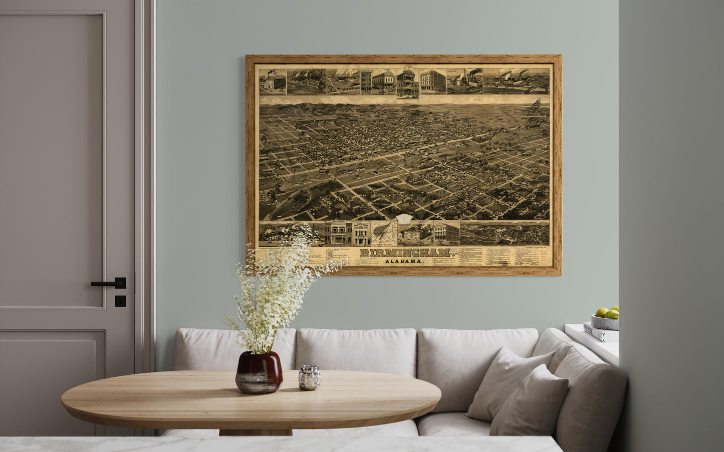 1885 Panoramic Map of Birmingham Alabama