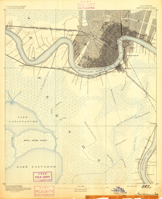 1891 Topographic Map of New Orleans Louisiana