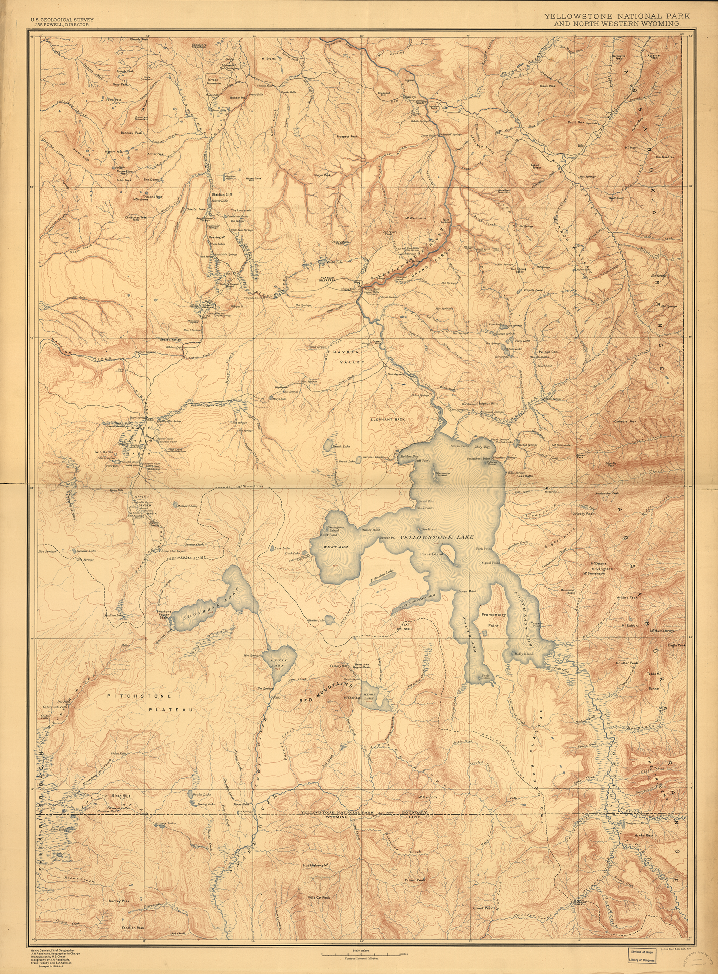 John Wesley Powell's 1885 Map of Yellowstone