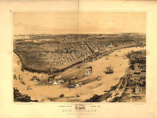 1851 Panoramic Map of New Orleans Louisiana