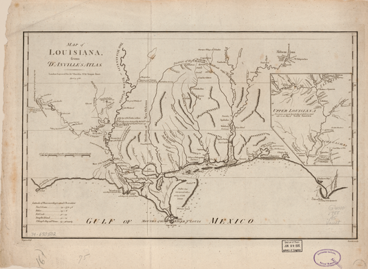 1788 Map of Louisiana from D'Anville's Atlas