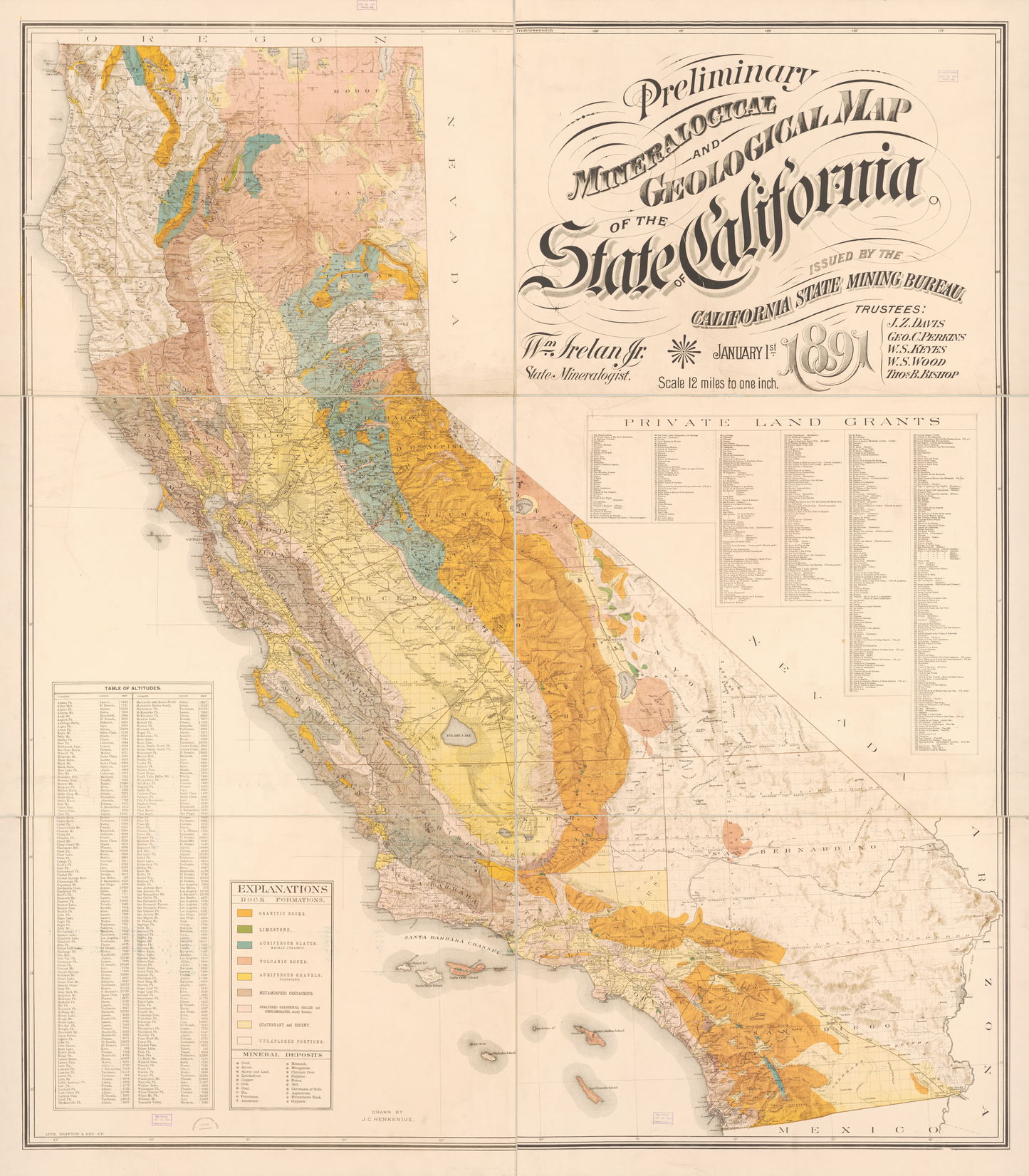 1891 Geological Map of California