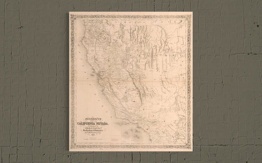 1868 Bancroft's Map of California & Nevada